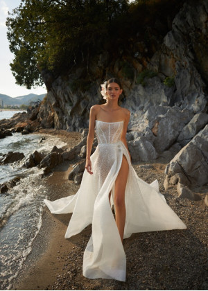 Sexy Glitter Lace Slit Beach Wedding Dress